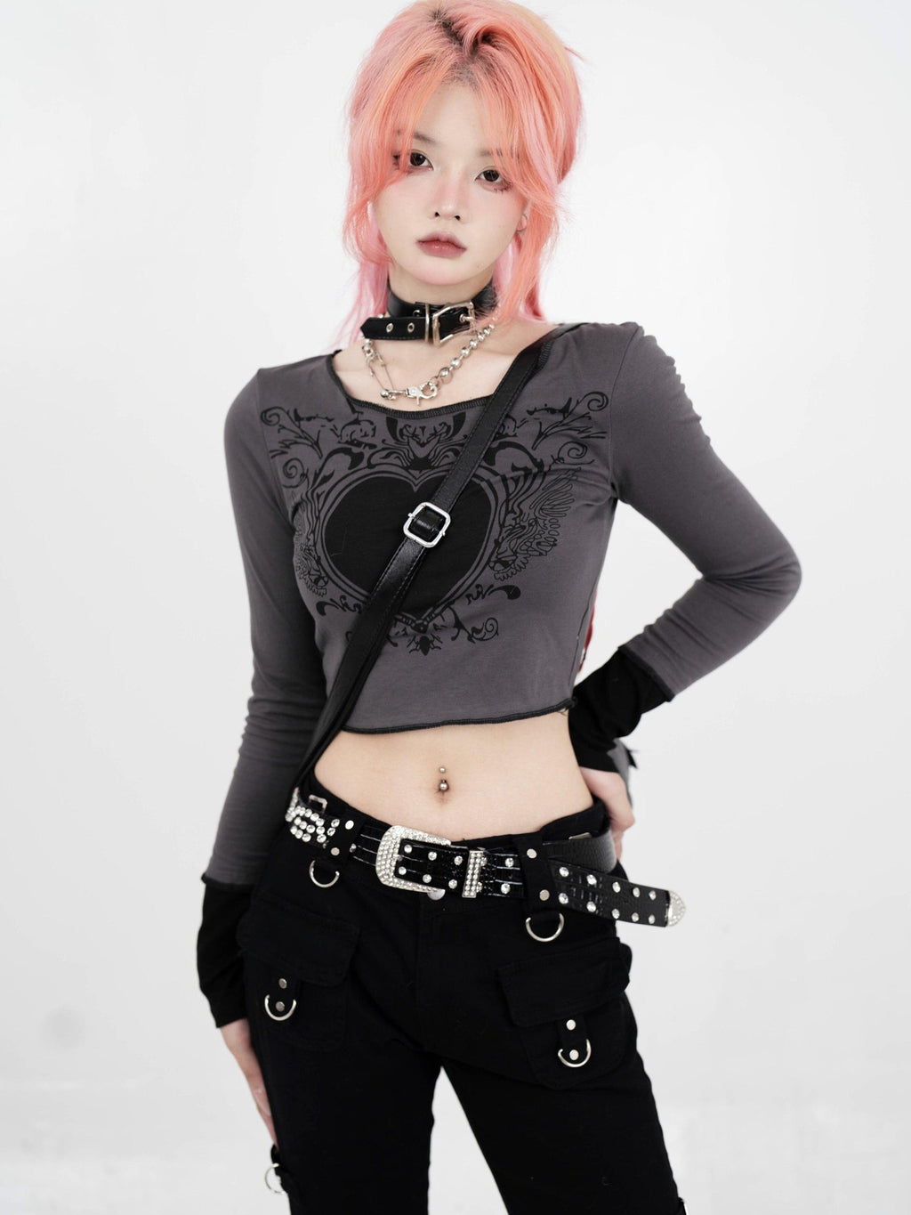 Sub Era Punk Zipper Low Rise Pocket Slimming Women's Polyester Slim Jeans