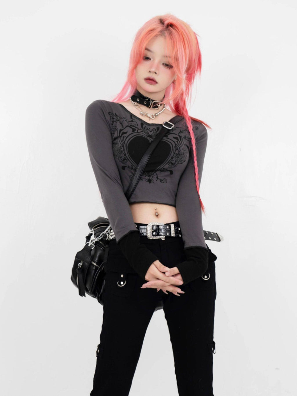Sub Era Punk Zipper Low Rise Pocket Slimming Women's Polyester Slim Jeans