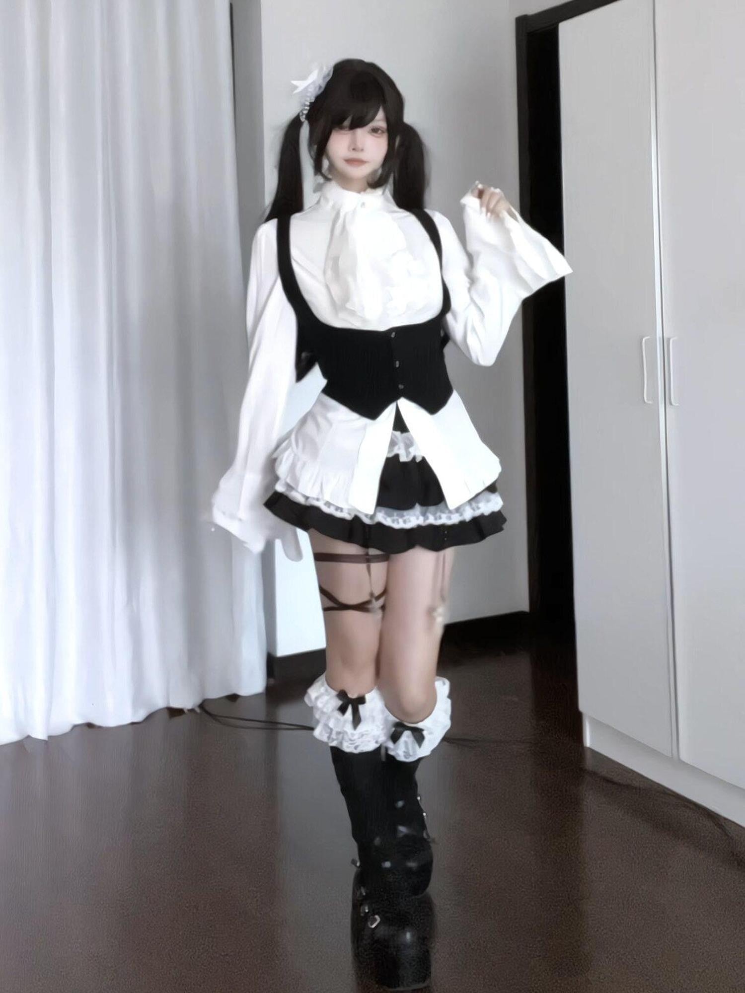 Sub Era Ruffled Flutter Sleeve Cinched Waist Slim Fit Women's Polyester Shirts