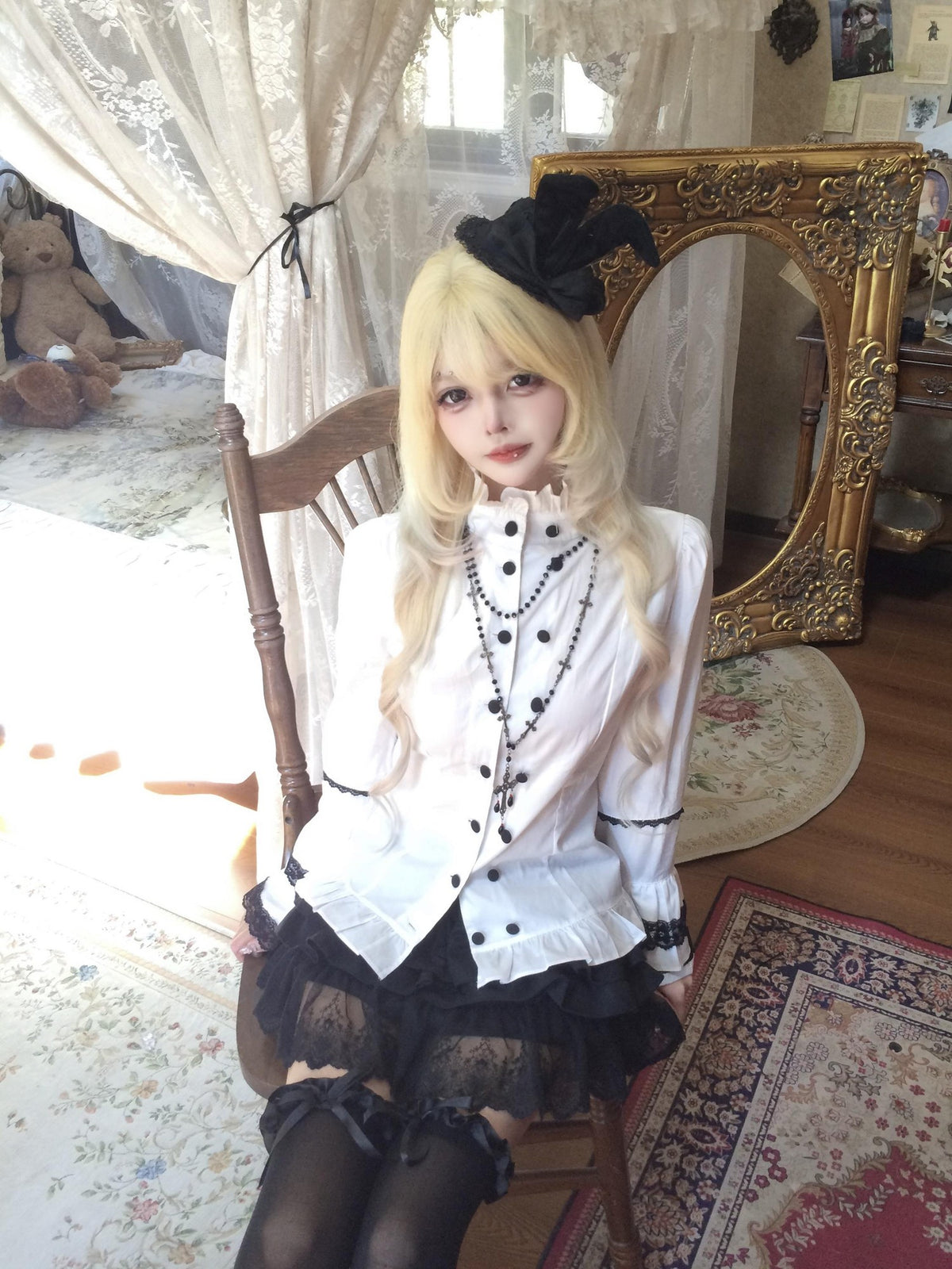 Sub Era Vintage Palace Style Long Sleeve Polyester Women's Lace Blouses