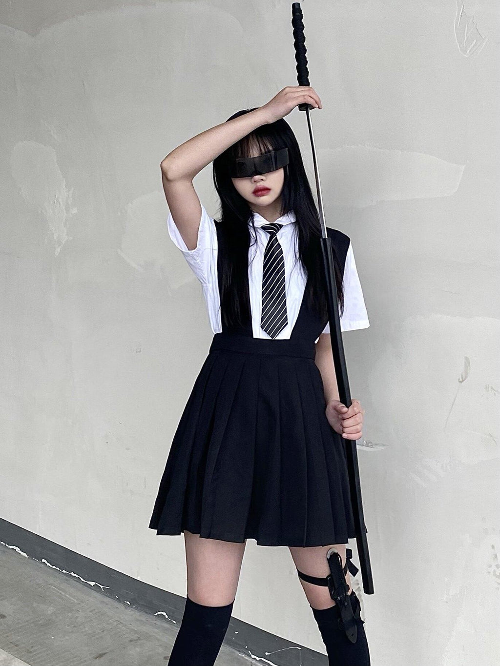 Sub Era White Schoolgirl Bow Tie Slimming Women's Cotton Short Sleeve T-shirts