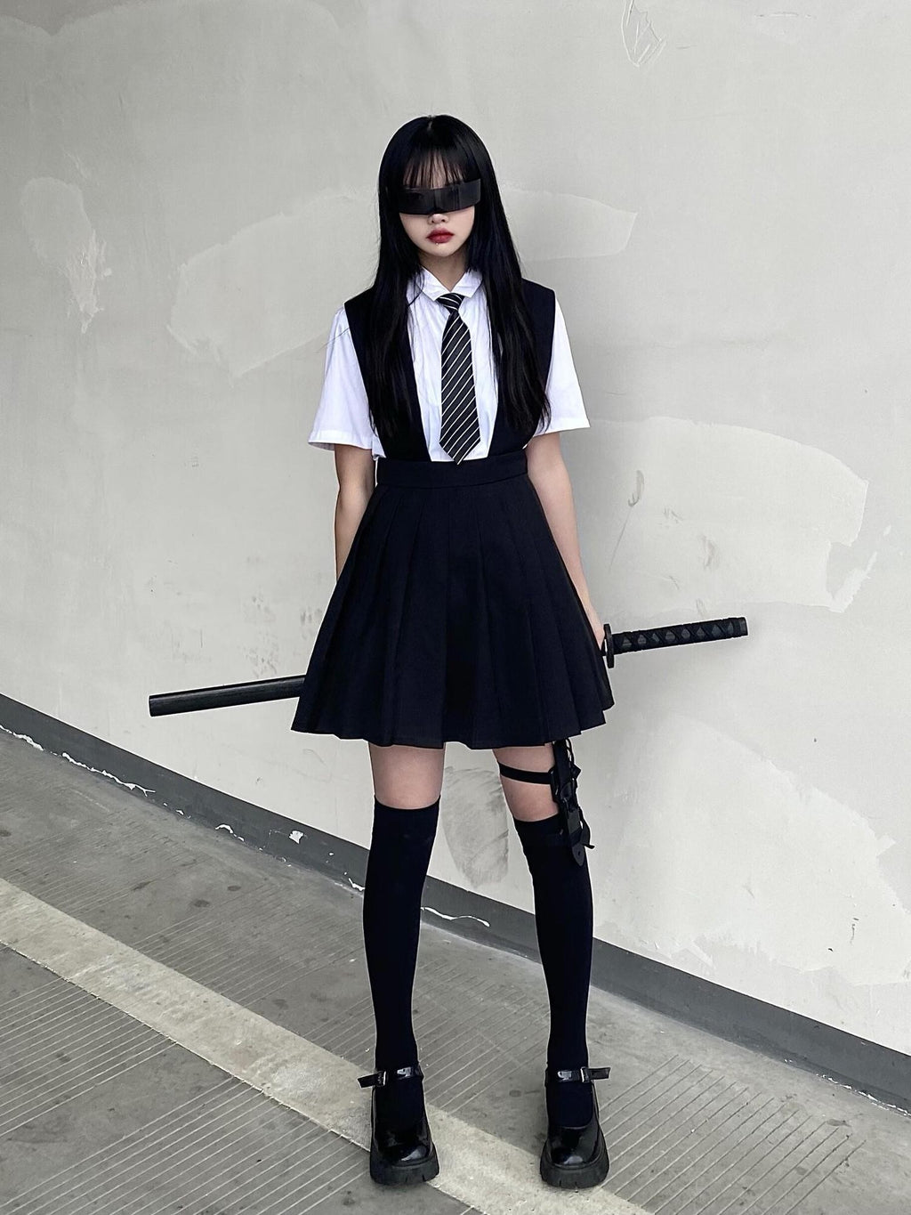 Sub Era White Schoolgirl Bow Tie Slimming Women's Cotton Short Sleeve T-shirts