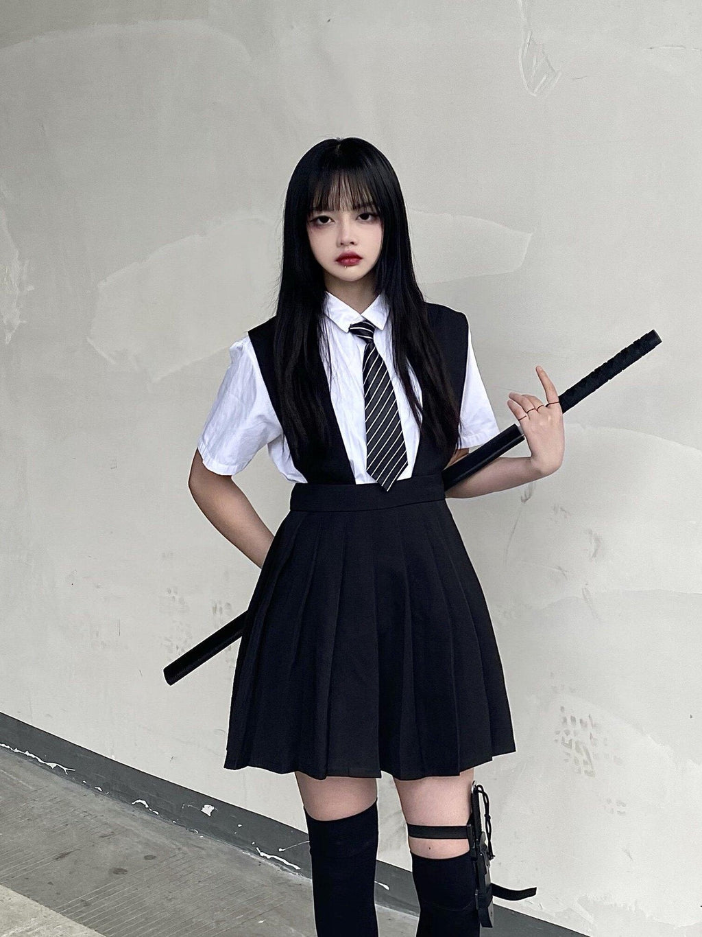 Sub Era White Schoolgirl Bow Tie Slimming Women's Cotton Short Sleeve T-shirts