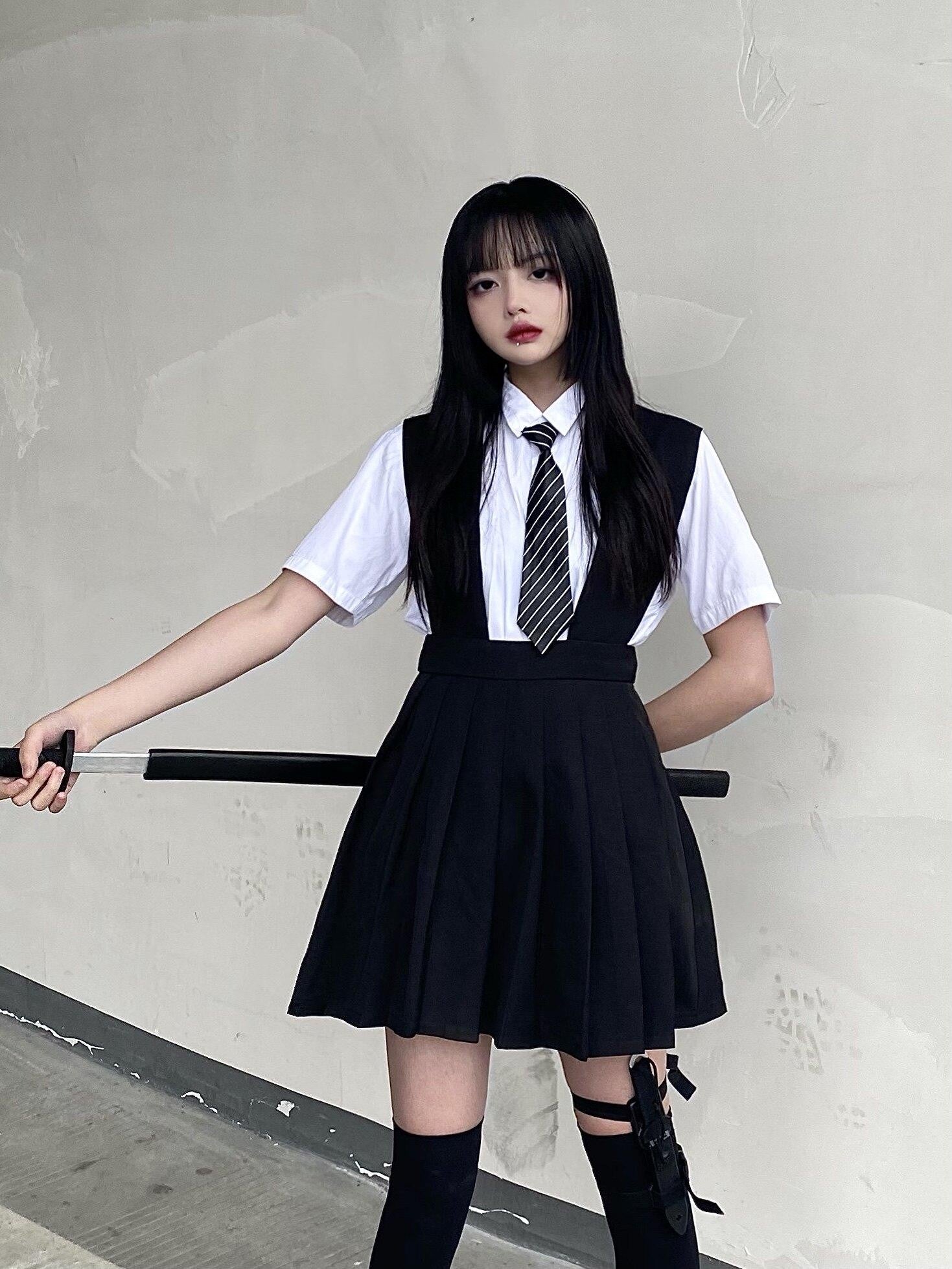 Sub Era White Schoolgirl Bow Tie Slimming Women's Cotton Short Sleeve T-shirts