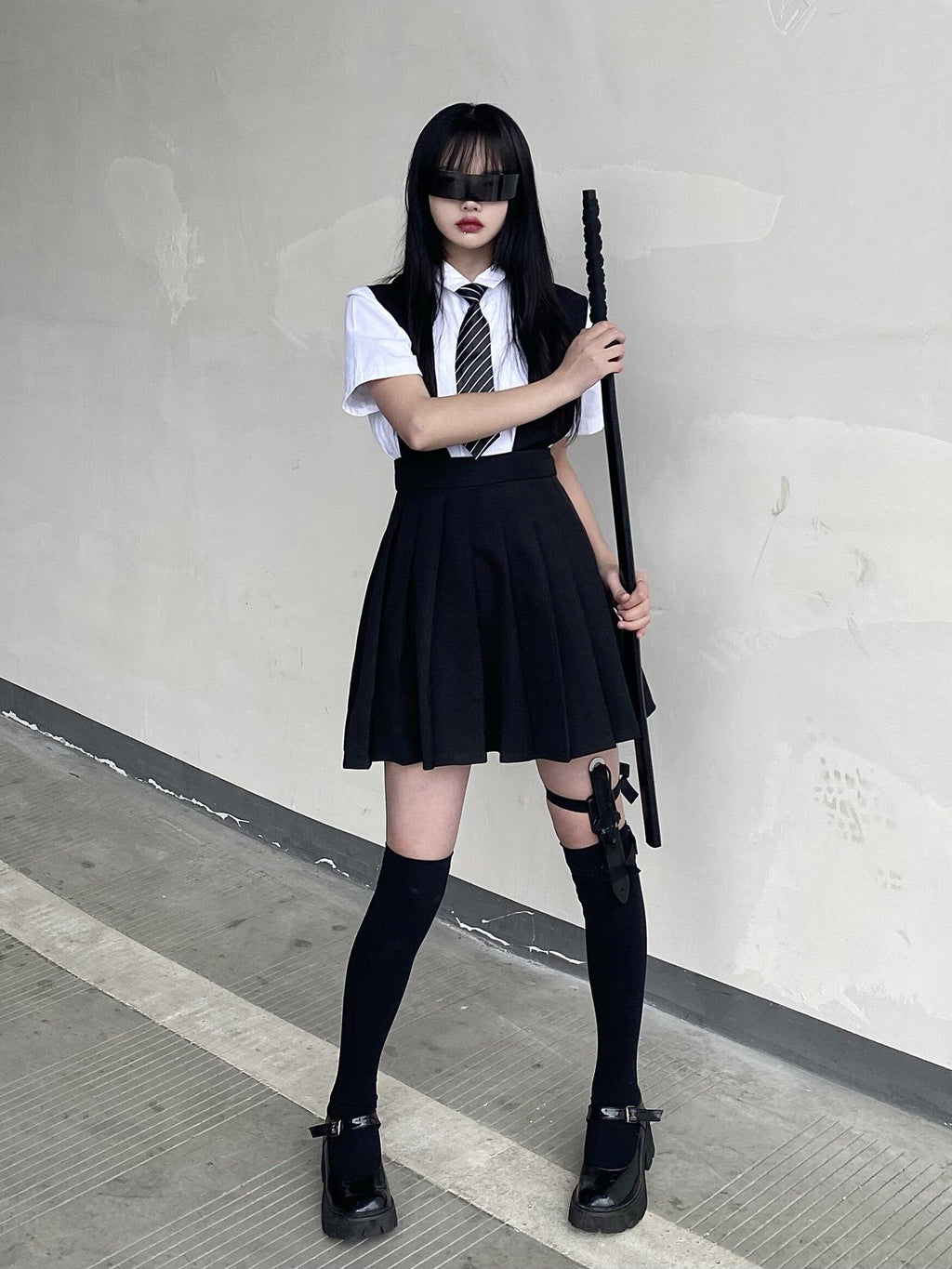 Sub Era White Schoolgirl Bow Tie Slimming Women's Cotton Short Sleeve T-shirts