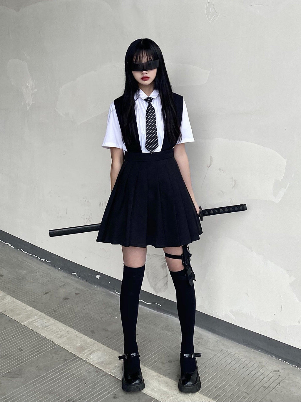 Sub Era White Schoolgirl Bow Tie Slimming Women's Cotton Short Sleeve T-shirts