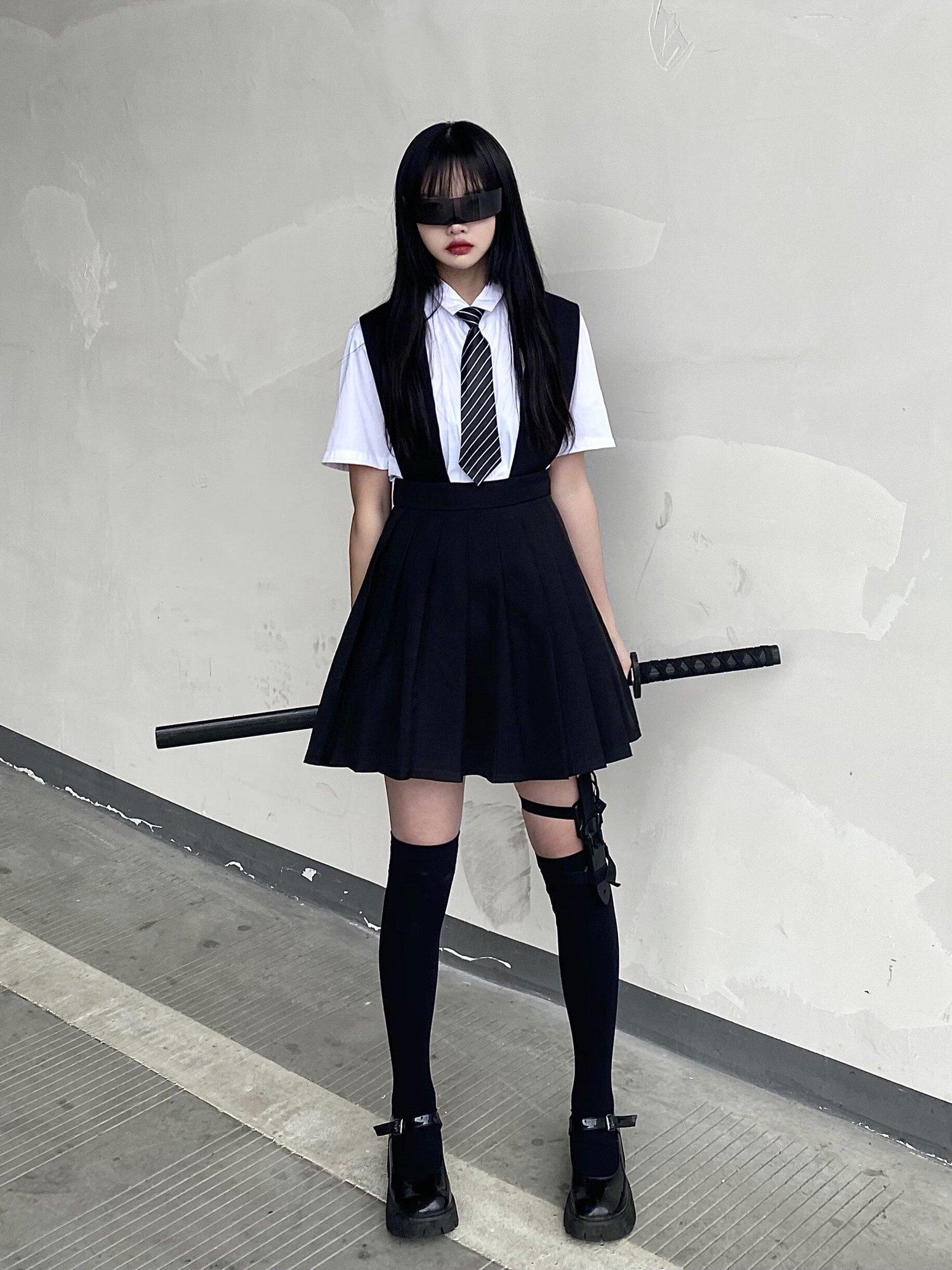 Sub Era White Schoolgirl Bow Tie Slimming Women's Cotton Short Sleeve T-shirts