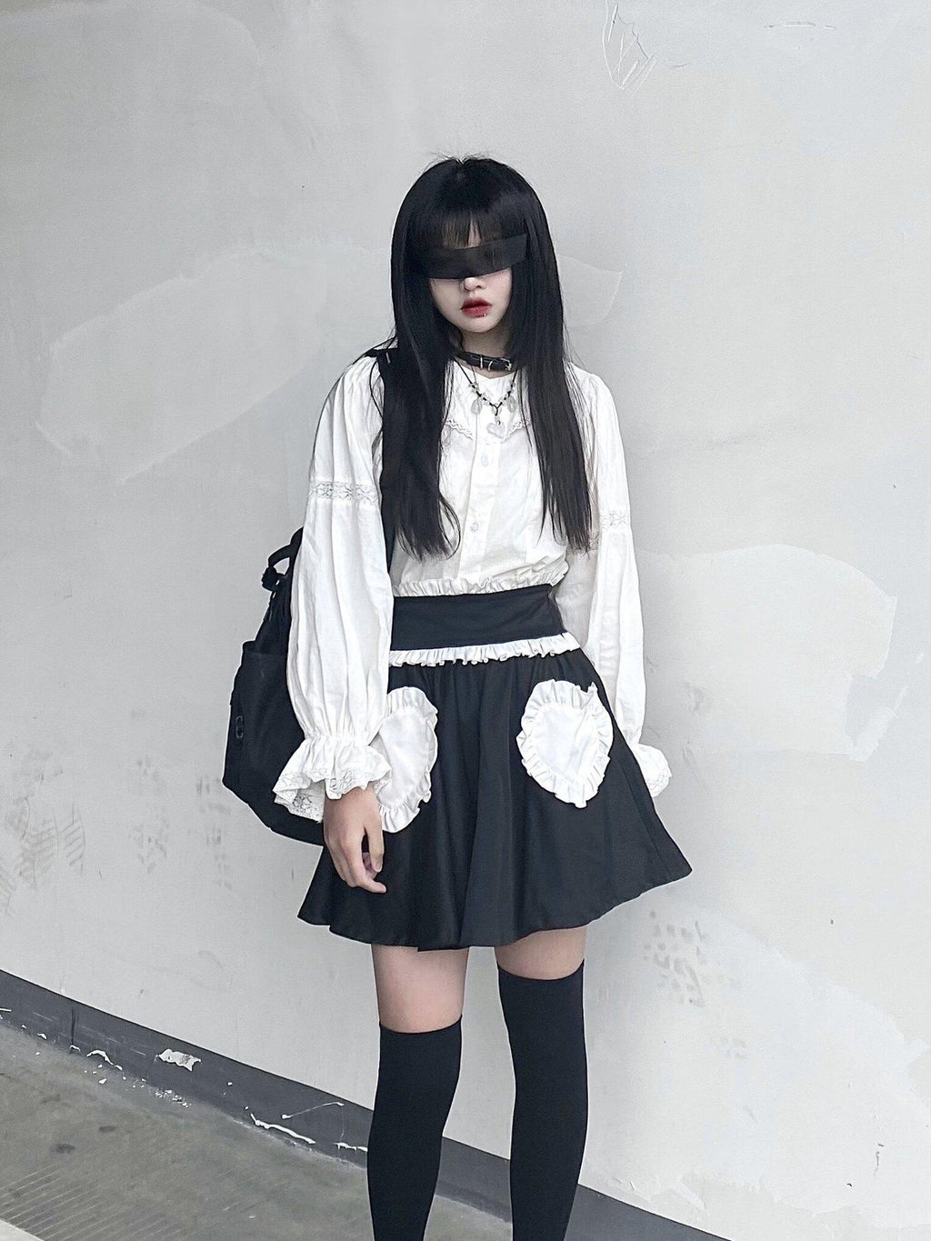 Sub Era White Vintage Doll Collar Loose Long Sleeve Women's Cotton Puff-sleeve Blouses