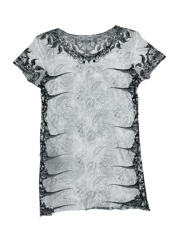 THE DAWN 3d Paisley Print Visual Kei Women's Short Sleeve T-shirts