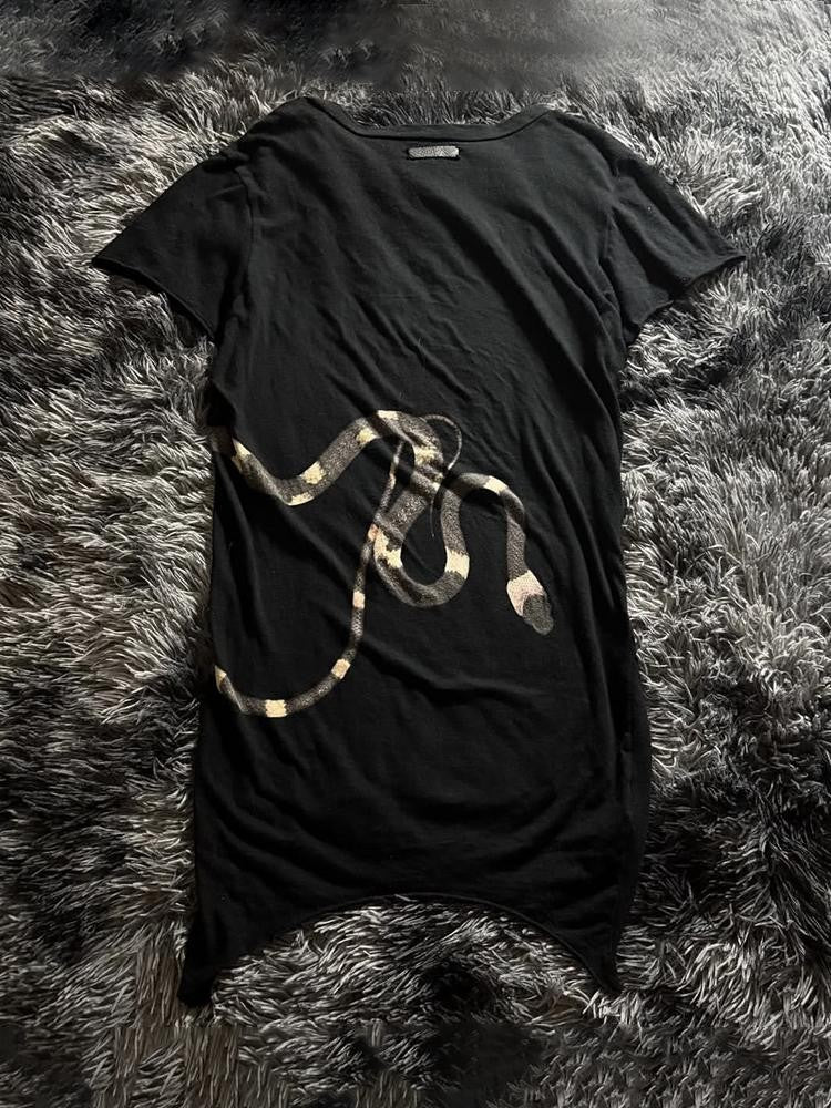THE DAWN 3d Snake Print Asymmetric V-neck Slim Fit Gothic Women's Short Sleeve T-shirts