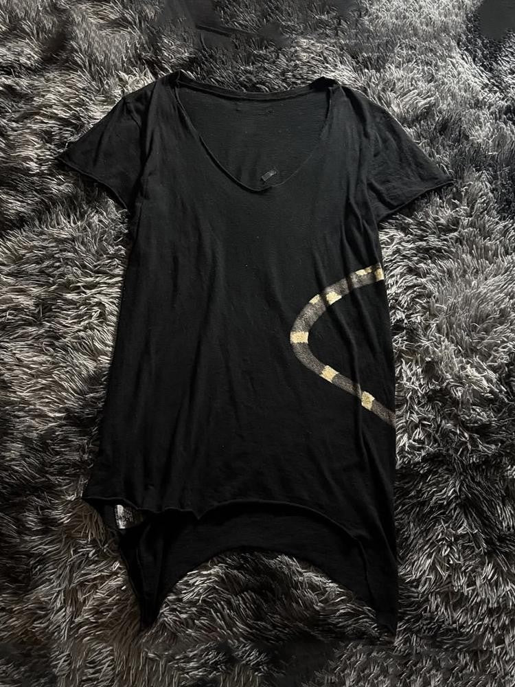 THE DAWN 3d Snake Print Asymmetric V-neck Slim Fit Gothic Women's Short Sleeve T-shirts