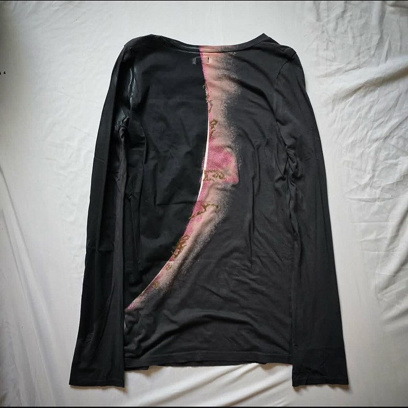 THE_DAWN_Breathable_Gradient_Print_Loose_Fit_Crew_Neck_Unisex_Black_Long_Sleeve_T-Shirts_MISSTT
