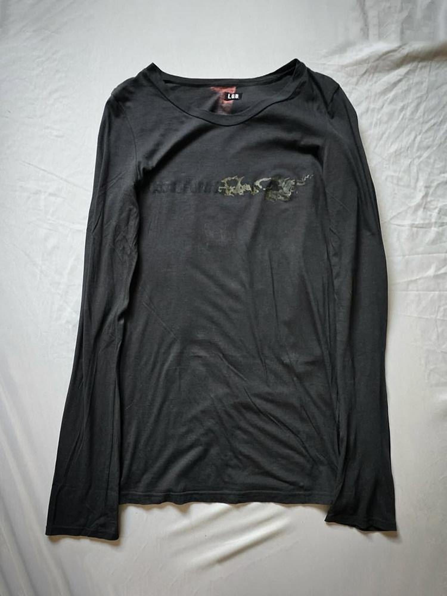 THE DAWN Breathable Gradient Print Loose Fit Crew Neck Unisex Black Long Sleeve T-Shirts