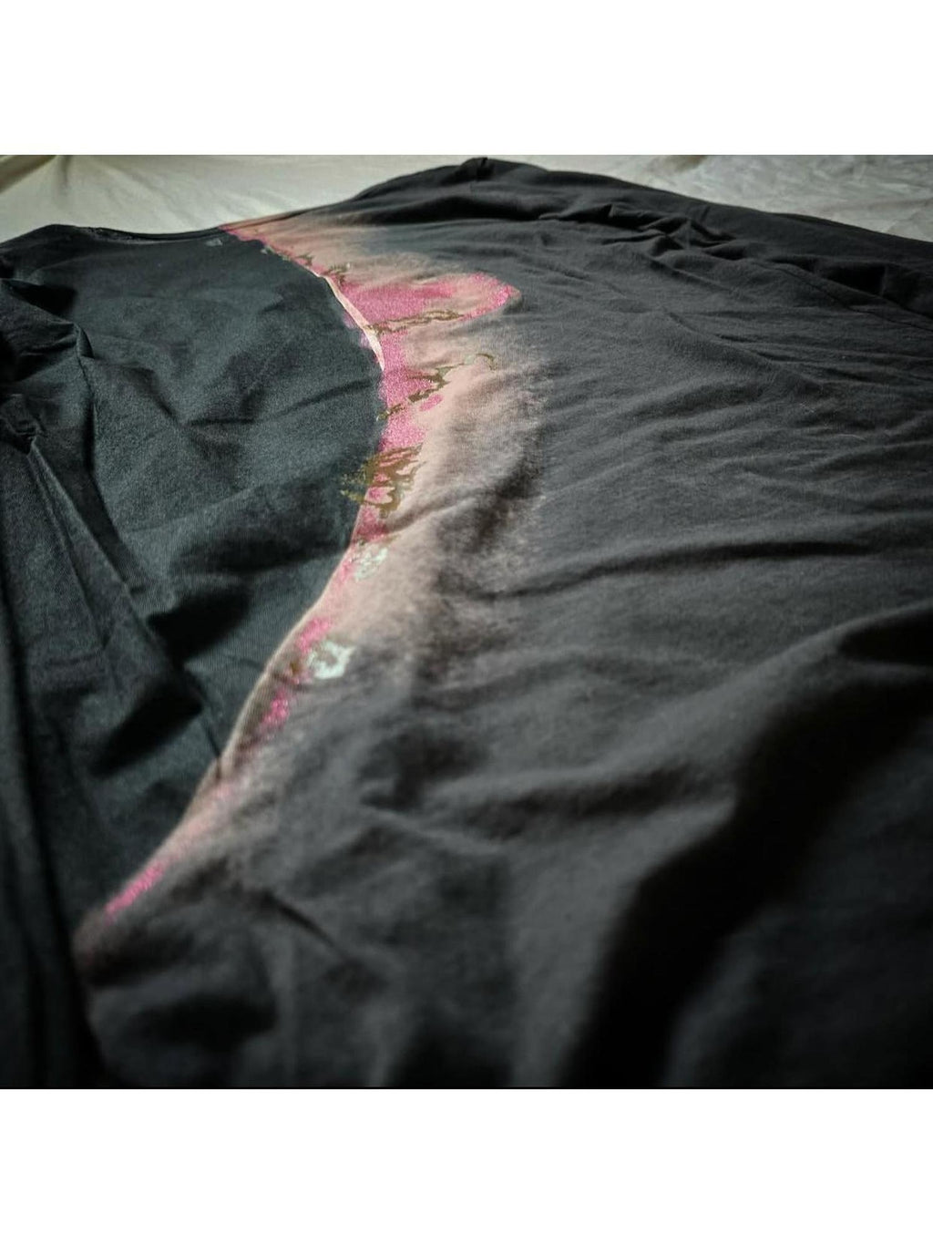 THE DAWN Breathable Gradient Print Loose Fit Crew Neck Unisex Black Long Sleeve T-Shirts