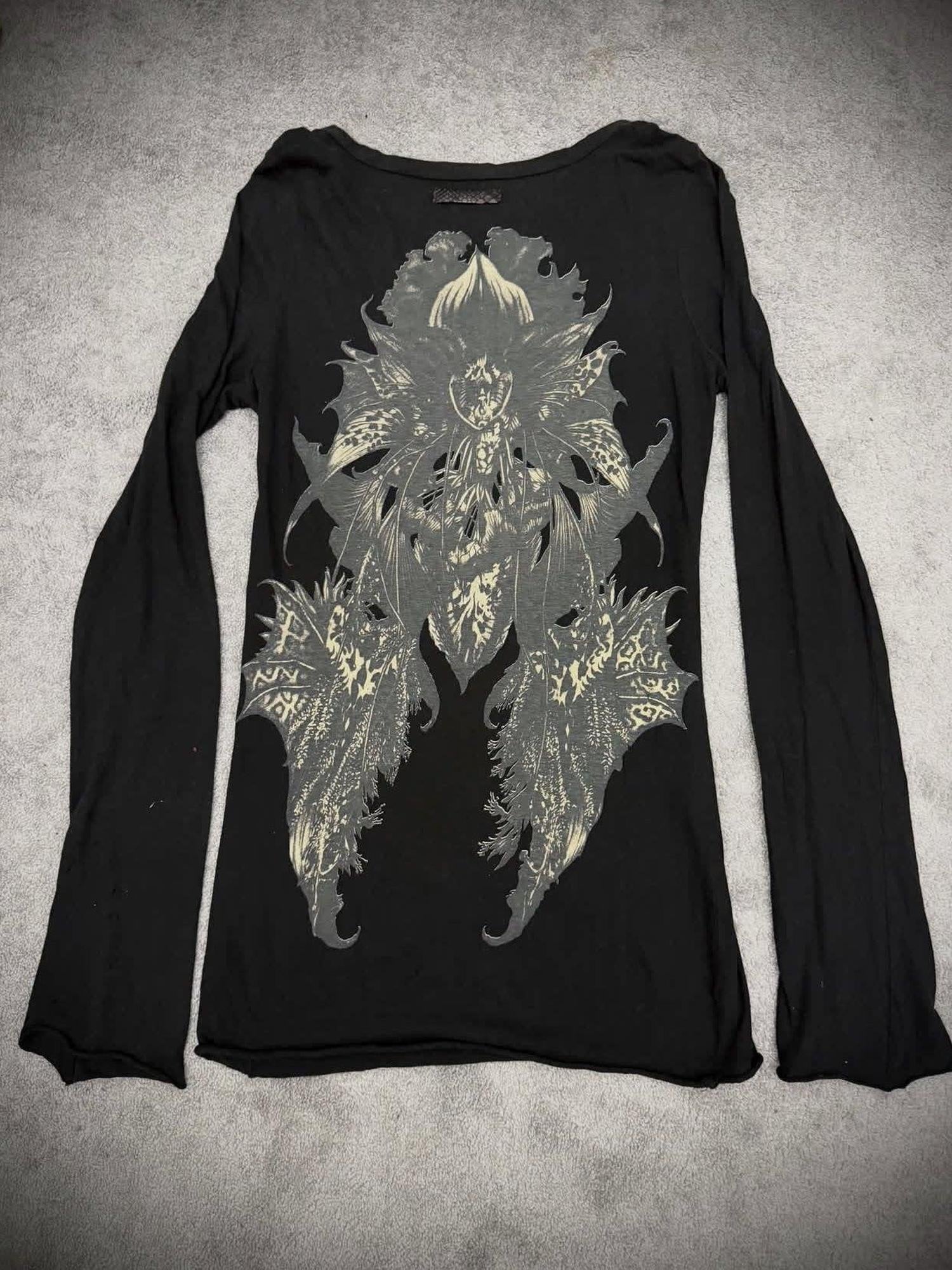 THE DAWN Breathable Printed Slim Fit Unisex Crew Neck Black Long Sleeve T-Shirts