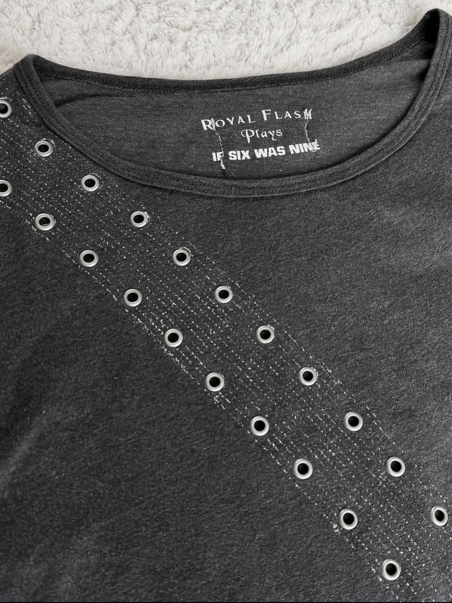 THE DAWN Breathable Punk Guitar Print Loose Crop Unisex Black Gray Long Sleeve T-Shirts