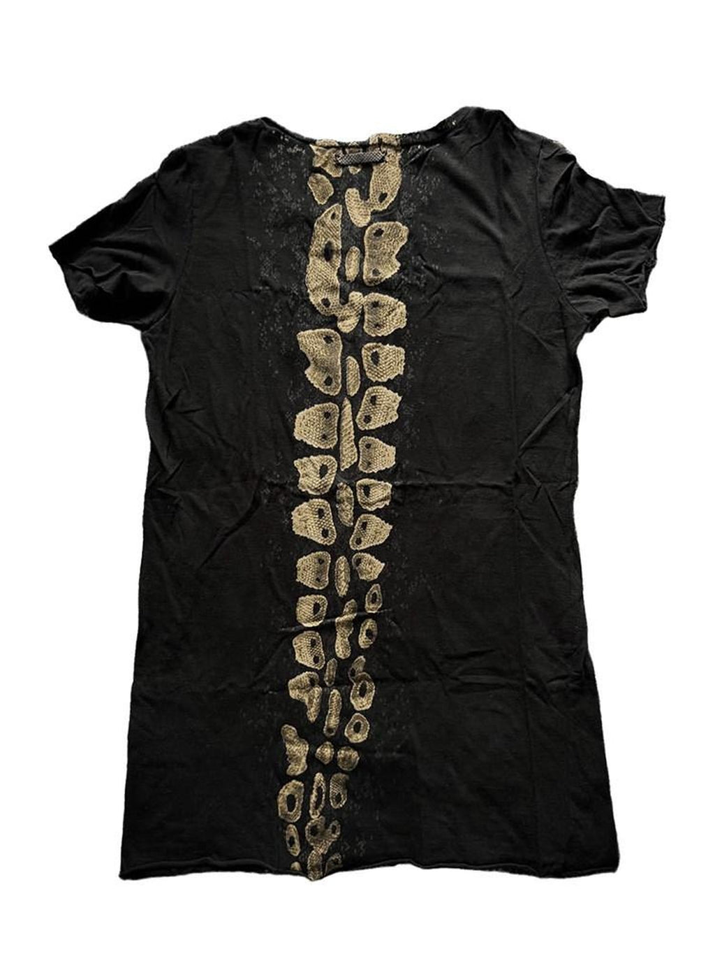 THE DAWN Breathable Slim Fit Minimal Snake Spine Print Unisex Black Short Sleeve T-Shirts