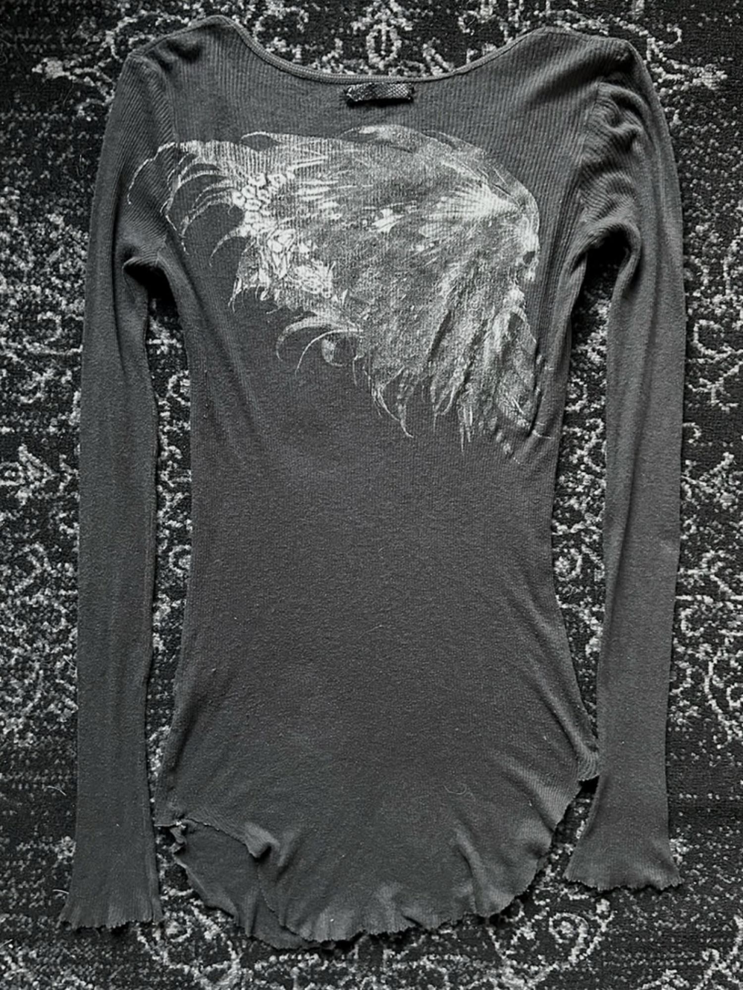 THE DAWN Breathable Slim Fit Rock Skull Round Neck Unisex Black Long Sleeve T-Shirts
