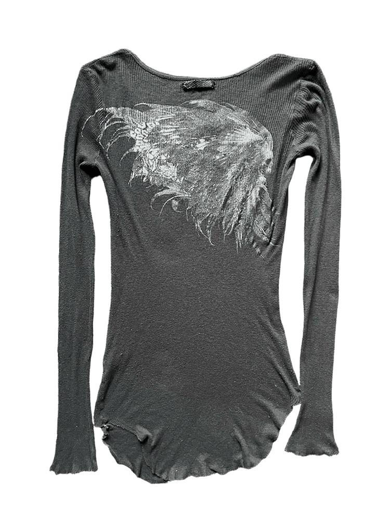 THE DAWN Breathable Slim Fit Rock Skull Round Neck Unisex Black Long Sleeve T-Shirts