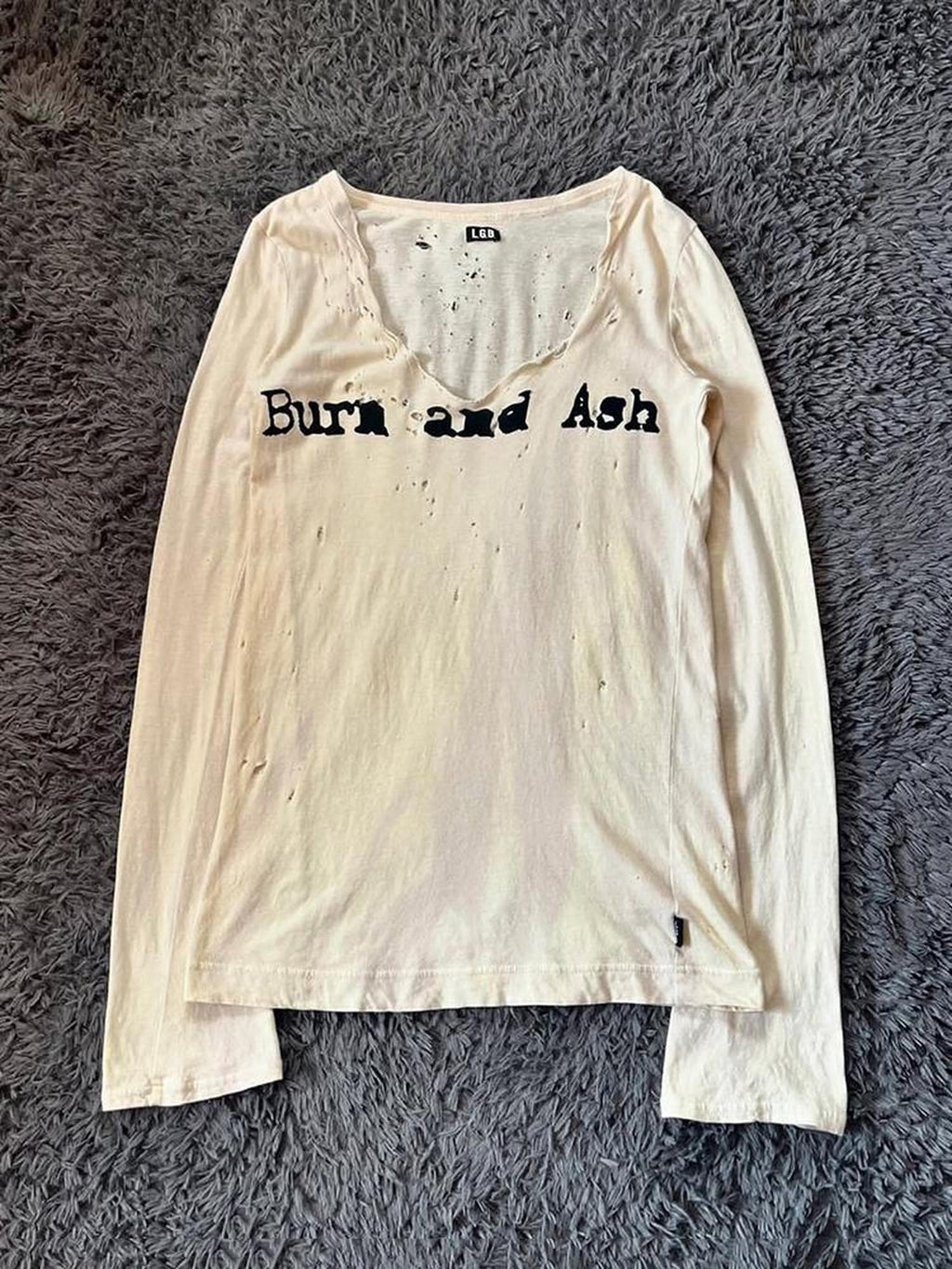 THE DAWN Distressed Destroyed Vintage Letter Print Women's Long Sleeve T-shirts