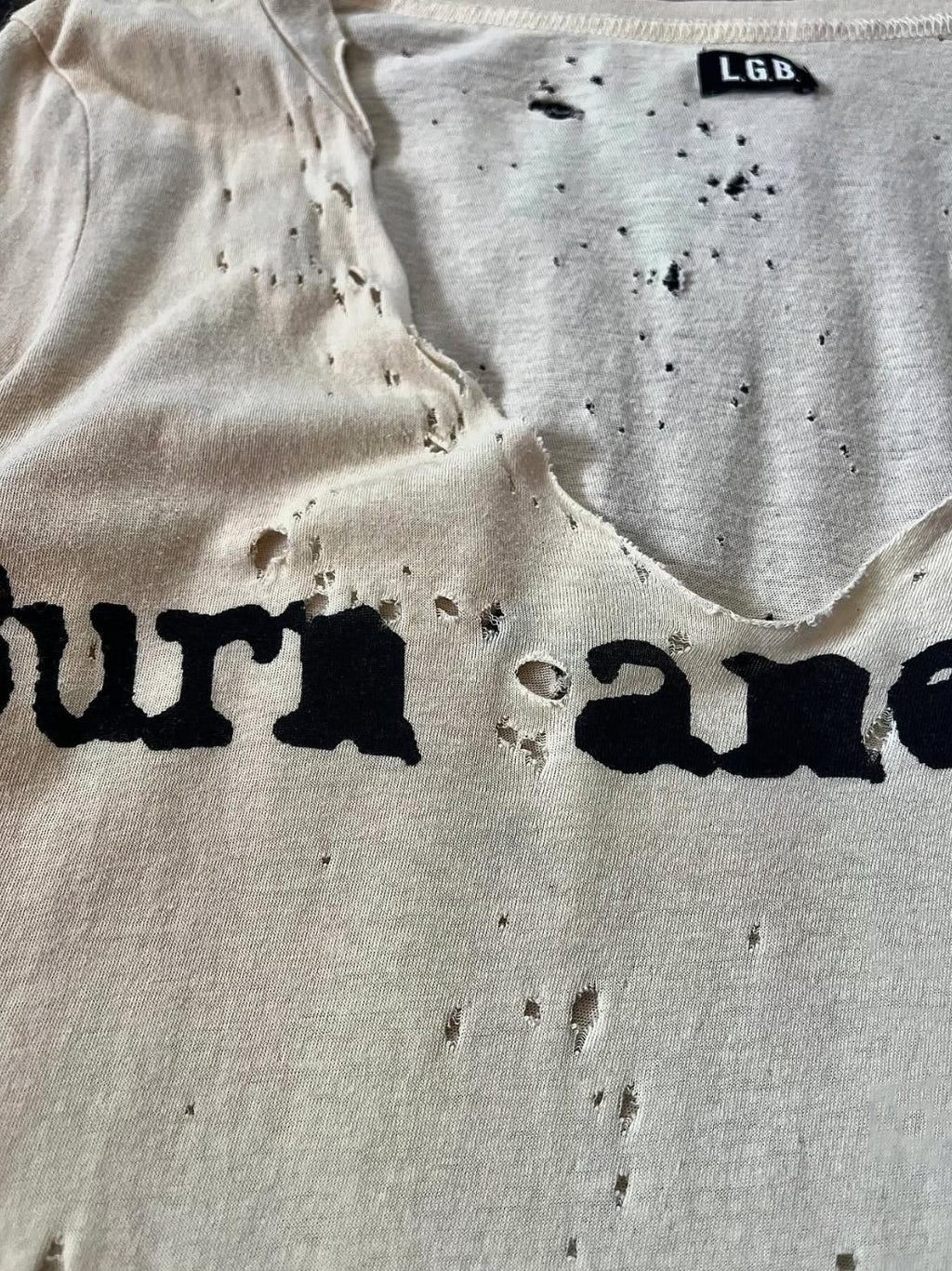 THE DAWN Distressed Destroyed Vintage Letter Print Women's Long Sleeve T-shirts