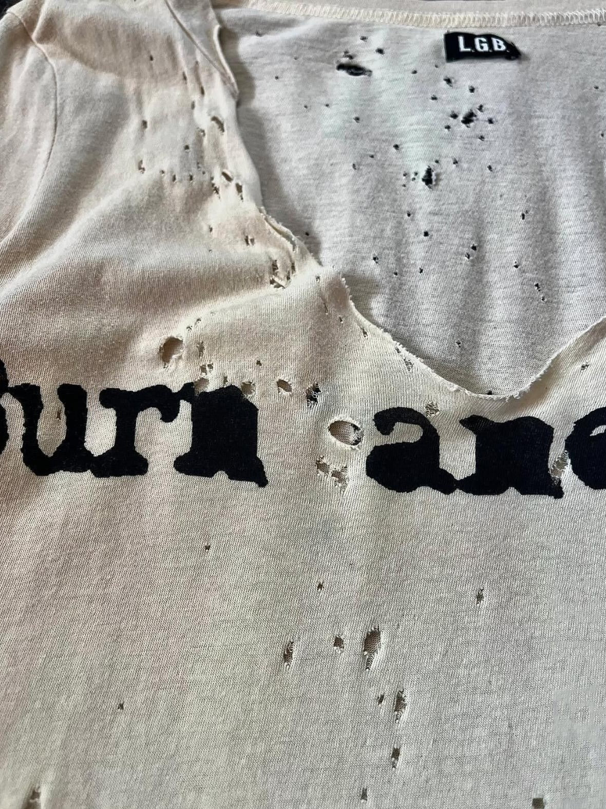THE DAWN Distressed Destroyed Vintage Letter Print Women's Long Sleeve T-shirts