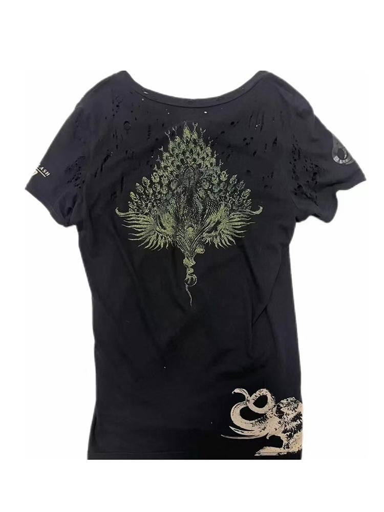 THE DAWN Distressed Rock Vintage Graphic Women's Short Sleeve T-shirts