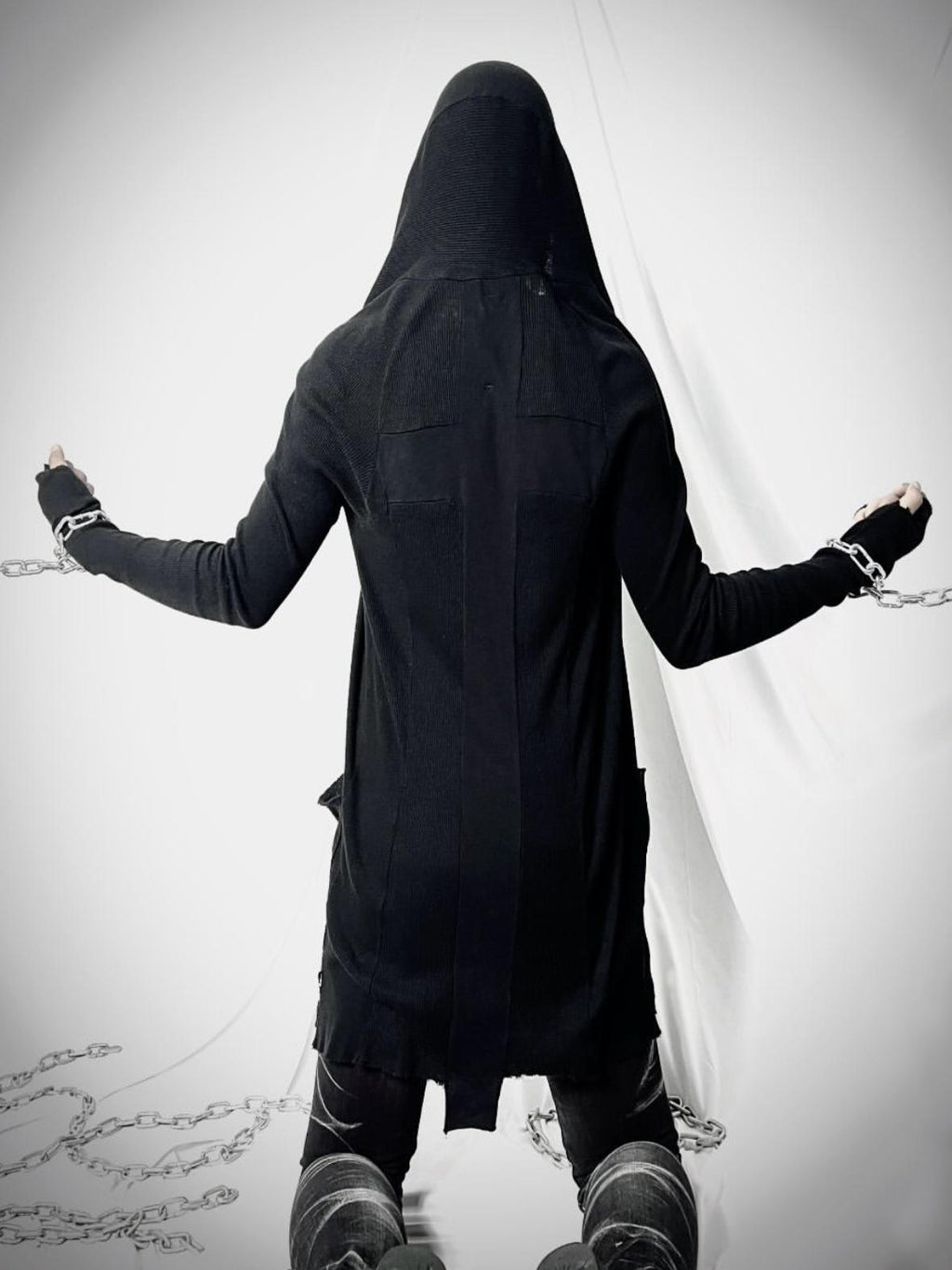 THE DAWN Gothic Cross Embroidery Long Sleeve Women's Mid Length Pullover Hoodies