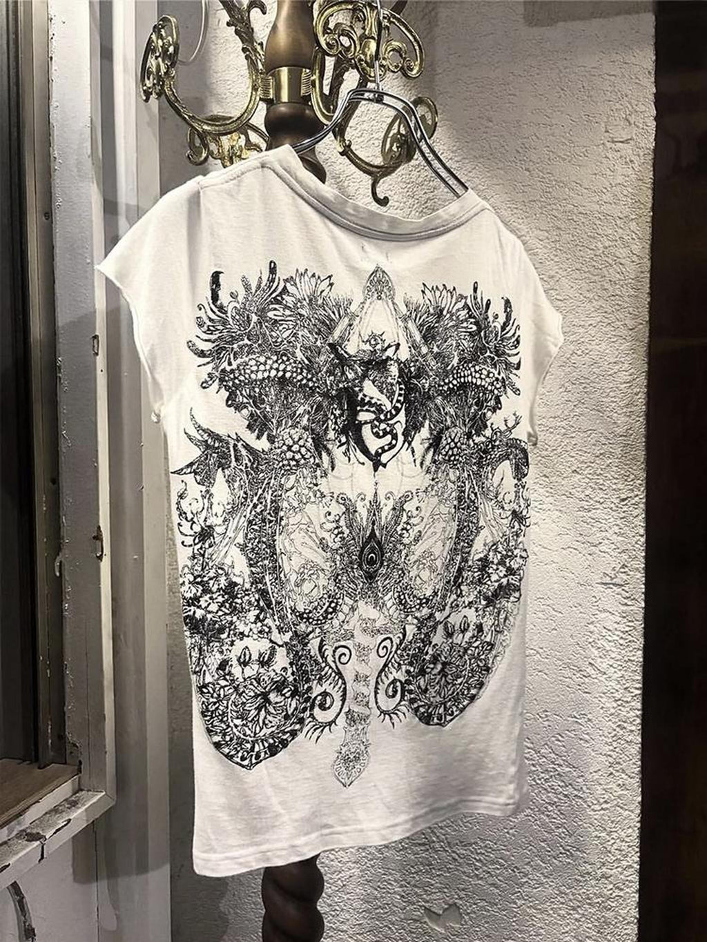 THE DAWN Gothic Dragon Eye Print Symmetrical Visual Kei Women's Short Sleeve T-shirts