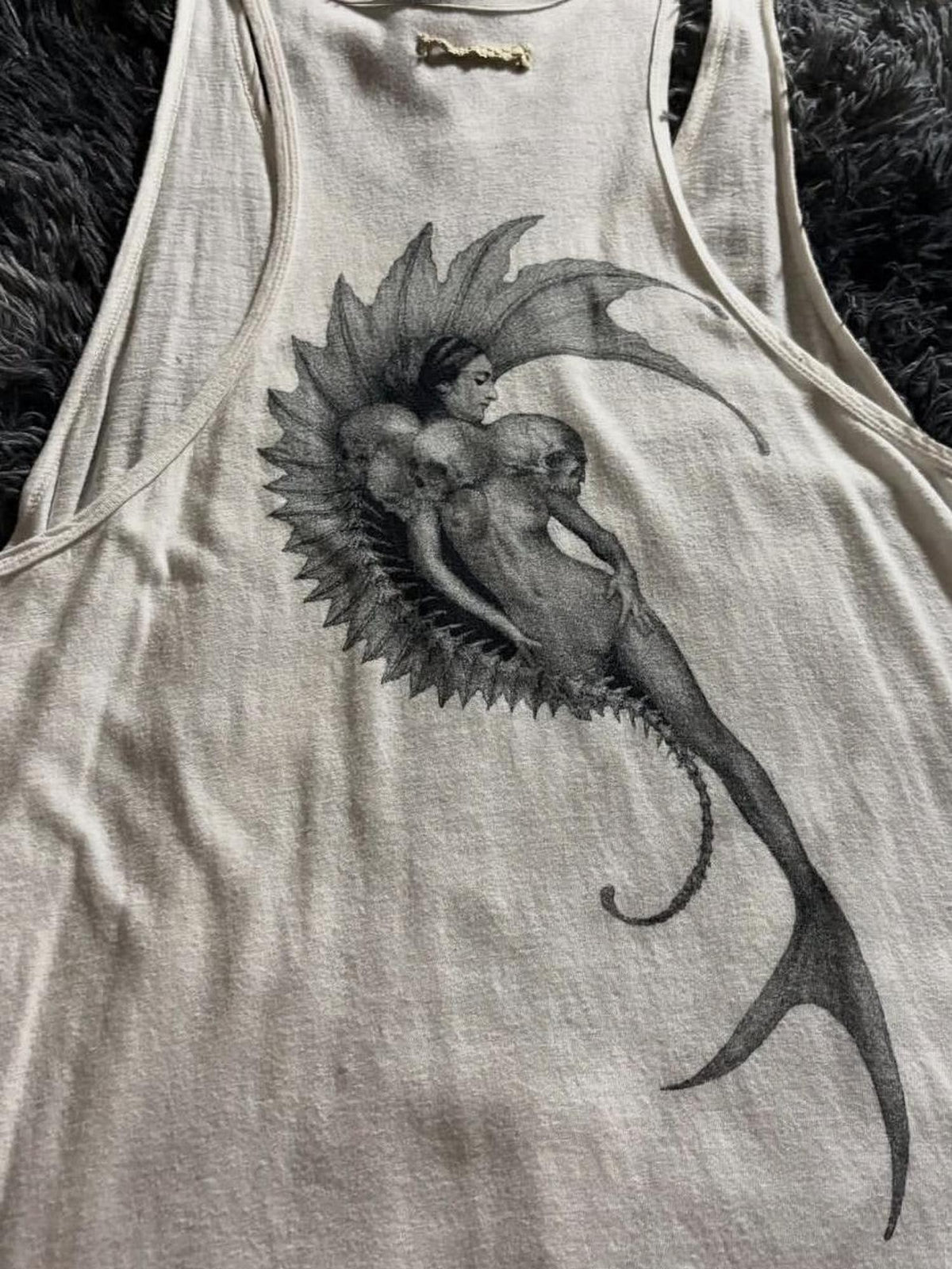 THE DAWN Gothic Siren Print Visual Kei Women's Basic Tank Tops