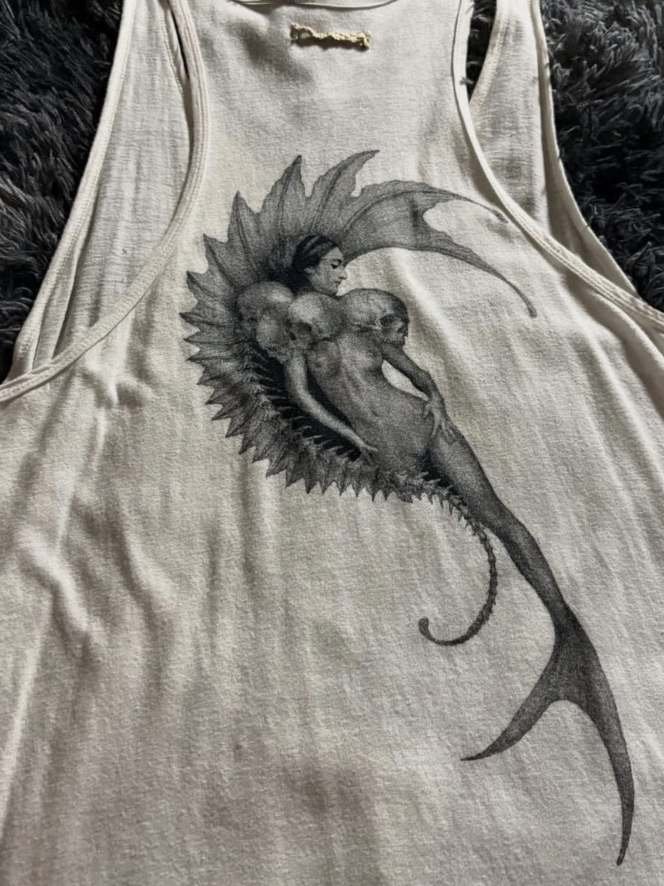 THE DAWN Gothic Siren Print Visual Kei Women's Basic Tank Tops