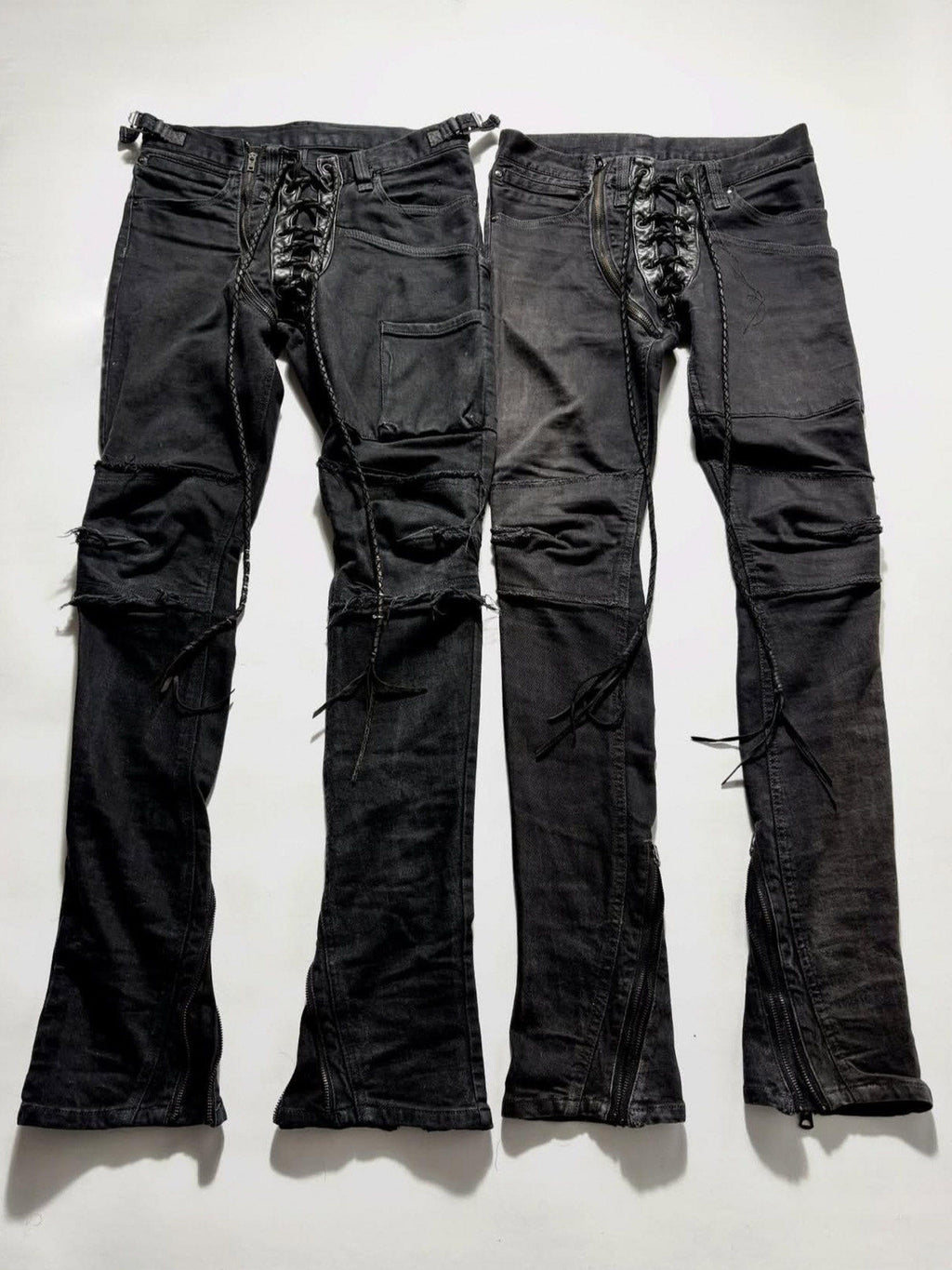THE_DAWN_High_Waist_Washed_Snakeskin_Micro_Flare_Black_Zip_Fly_Straight_Jeans_MISSTT