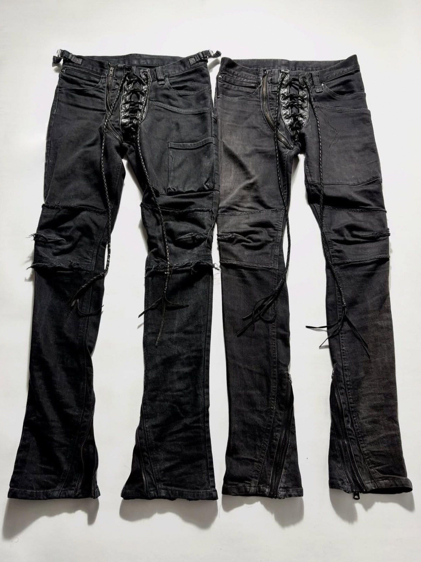 THE_DAWN_High_Waist_Washed_Snakeskin_Micro_Flare_Black_Zip_Fly_Straight_Jeans_MISSTT