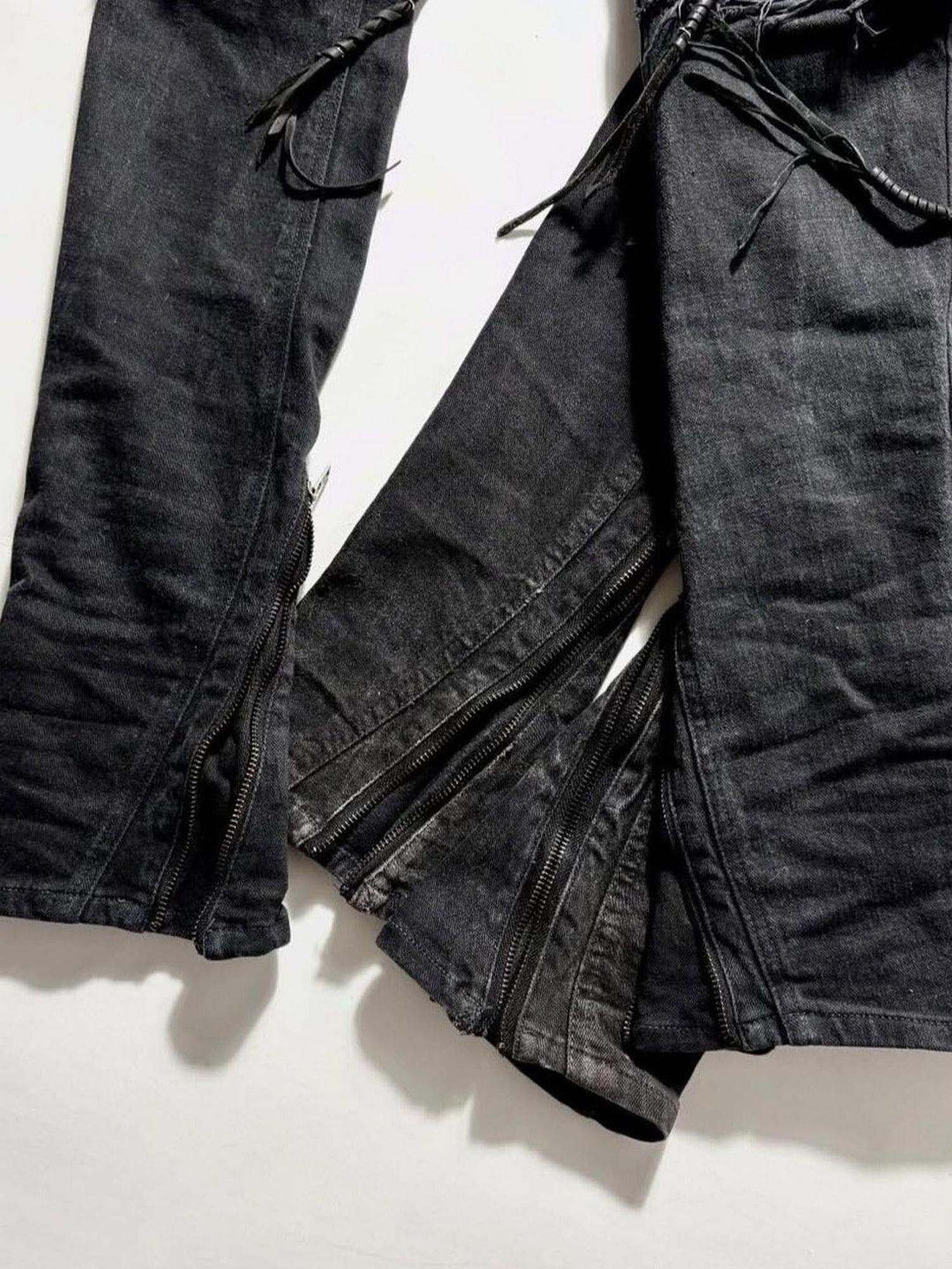 THE DAWN High Waist Washed Snakeskin Micro Flare Black Zip Fly Straight Jeans