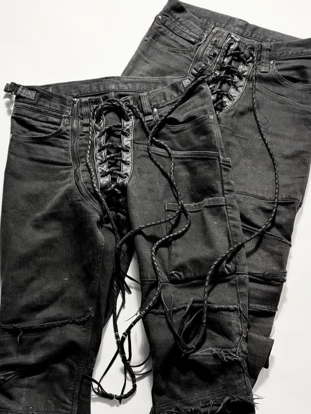 THE DAWN High Waist Washed Snakeskin Micro Flare Black Zip Fly Straight Jeans