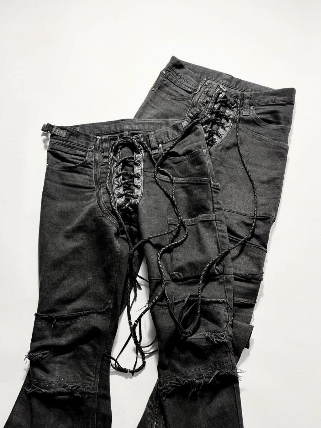THE DAWN High Waist Washed Snakeskin Micro Flare Black Zip Fly Straight Jeans