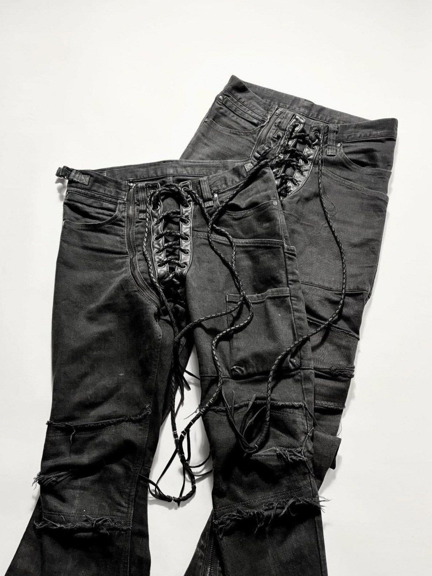 THE DAWN High Waist Washed Snakeskin Micro Flare Black Zip Fly Straight Jeans