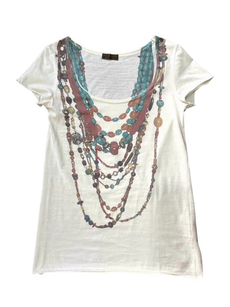 THE_DAWN_Pioneer_Visual_Tribal_Totem_Necklace_Print_Slim_Fit_V-neck_Women's_Short_Sleeve_T-shirts_1033678807385_MISSTT