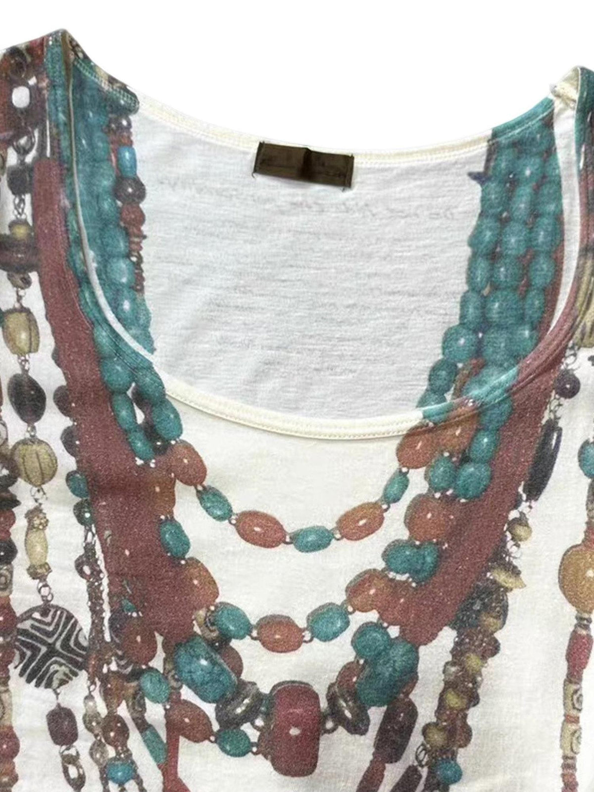 THE DAWN Pioneer Visual Tribal Totem Necklace Print Slim Fit V-neck Women's Short Sleeve T-shirts