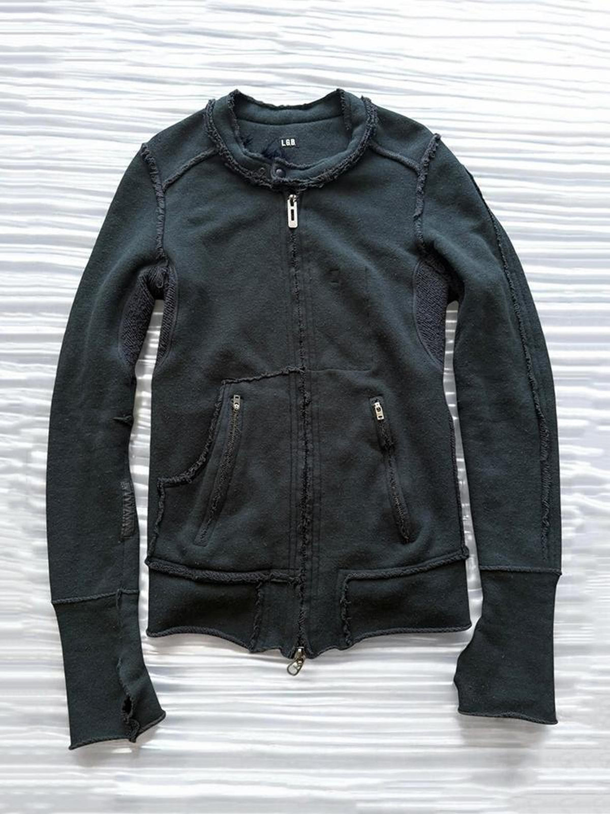 THE DAWN Raw Edge Spliced Stand Collar Slim Fit Women's Zip-up Hoodies