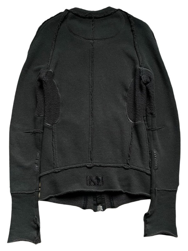 THE DAWN Raw Edge Spliced Stand Collar Slim Fit Women's Zip-up Hoodies