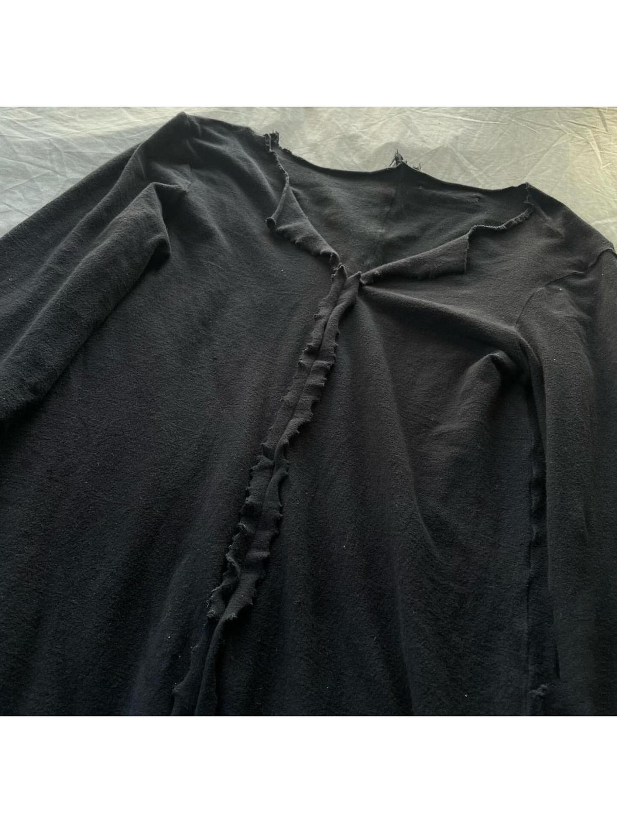 THE DAWN Raw Edge Washed Patchwork Wide Sleeve Women's Long Sleeve T-shirts