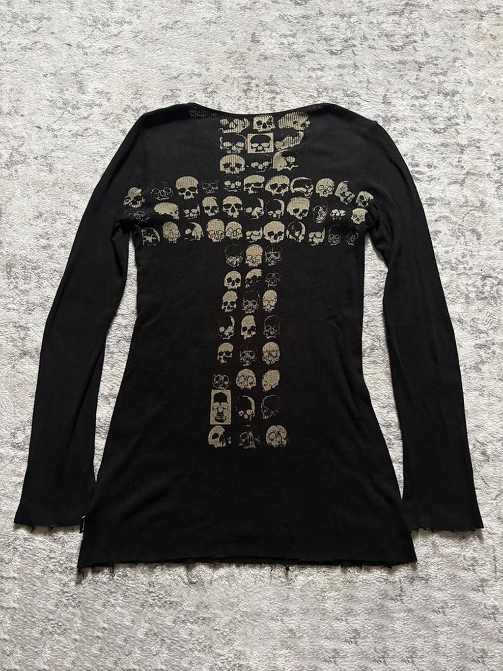THE DAWN Skull Cross Print Rock Loose Fit Women's Long Sleeve T-shirts