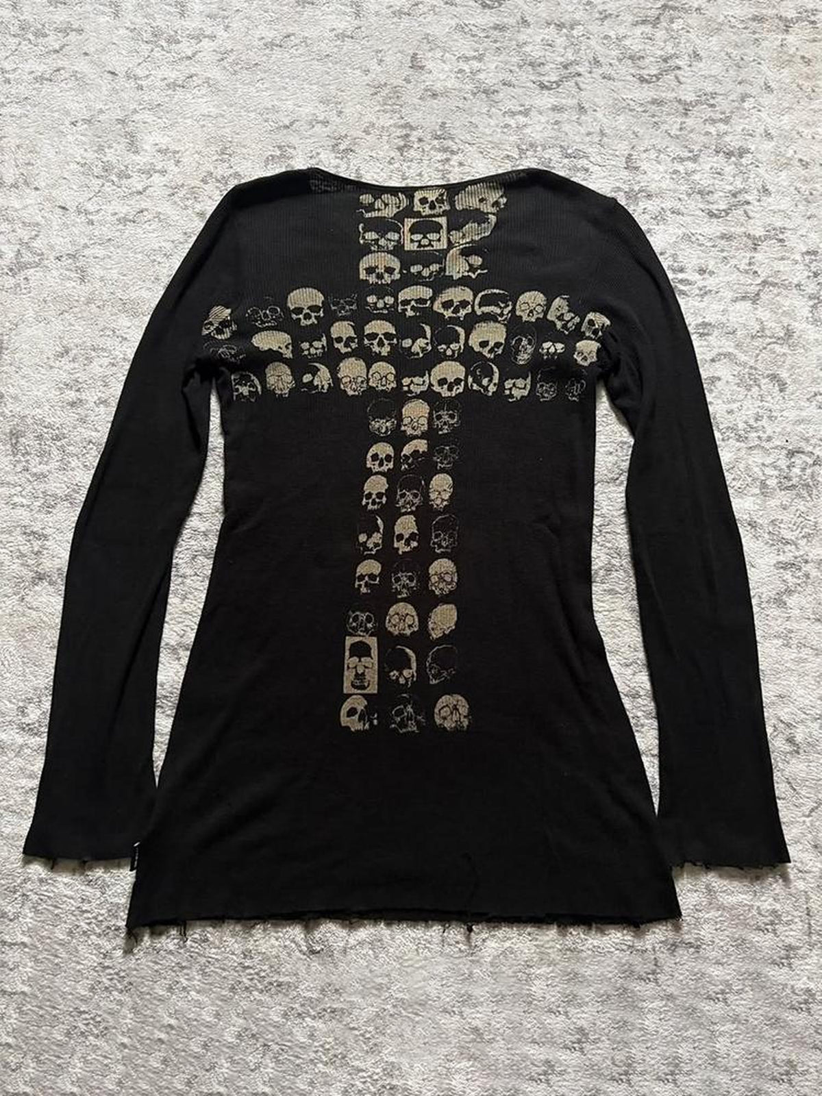 THE DAWN Skull Cross Print Rock Loose Fit Women's Long Sleeve T-shirts
