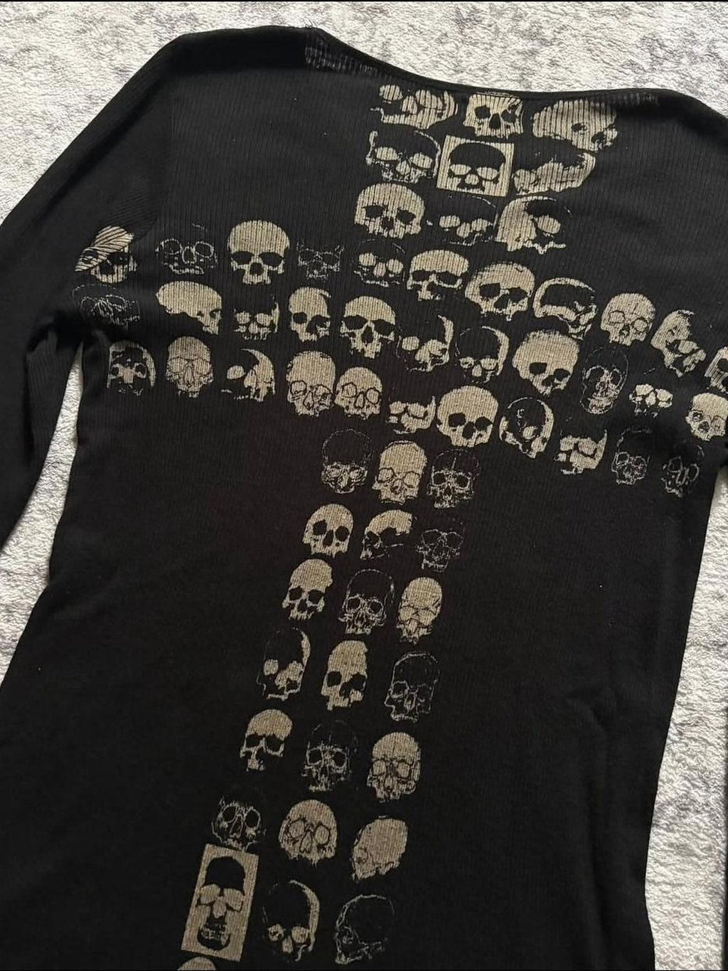 THE DAWN Skull Cross Print Rock Loose Fit Women's Long Sleeve T-shirts