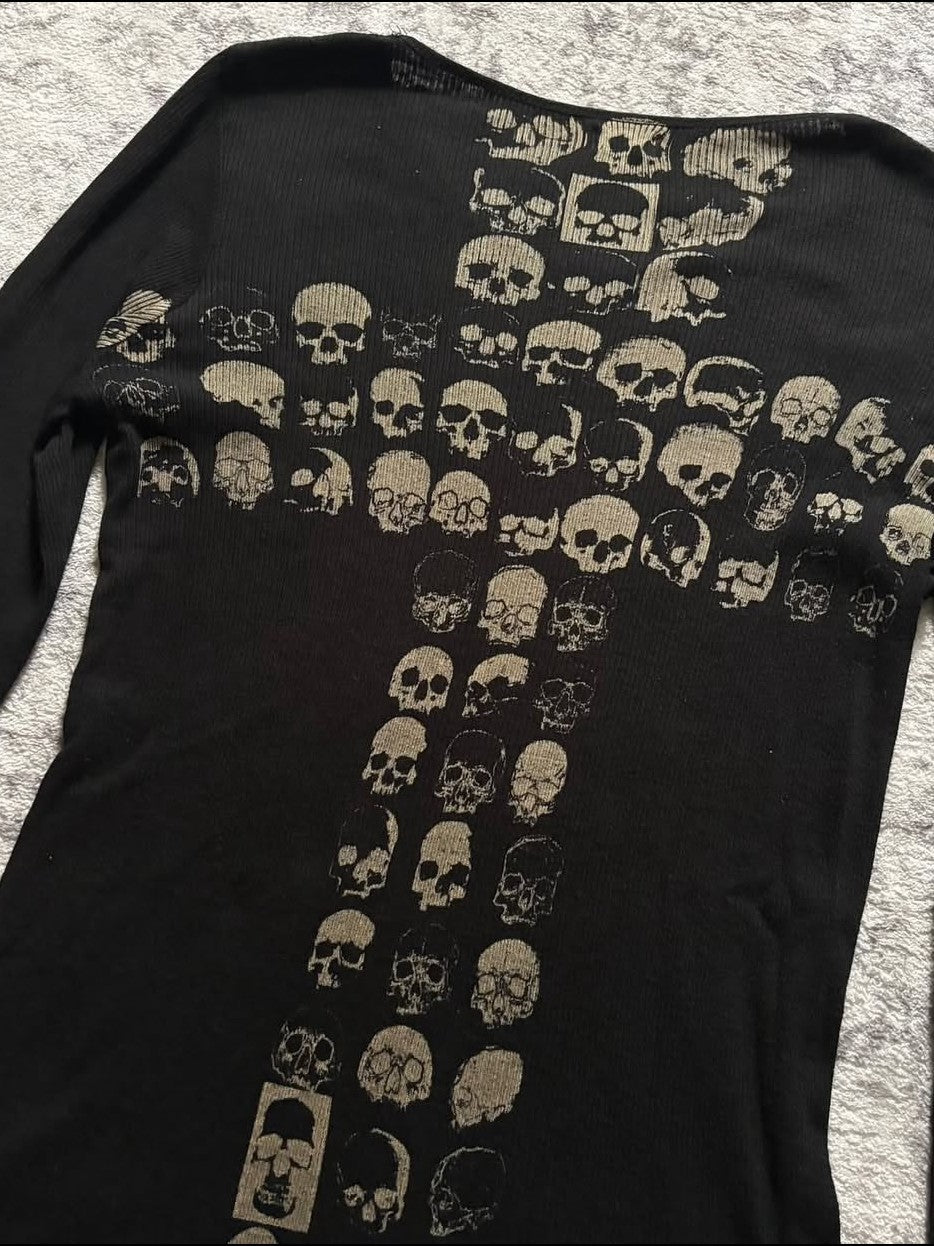 THE DAWN Skull Cross Print Rock Loose Fit Women's Long Sleeve T-shirts