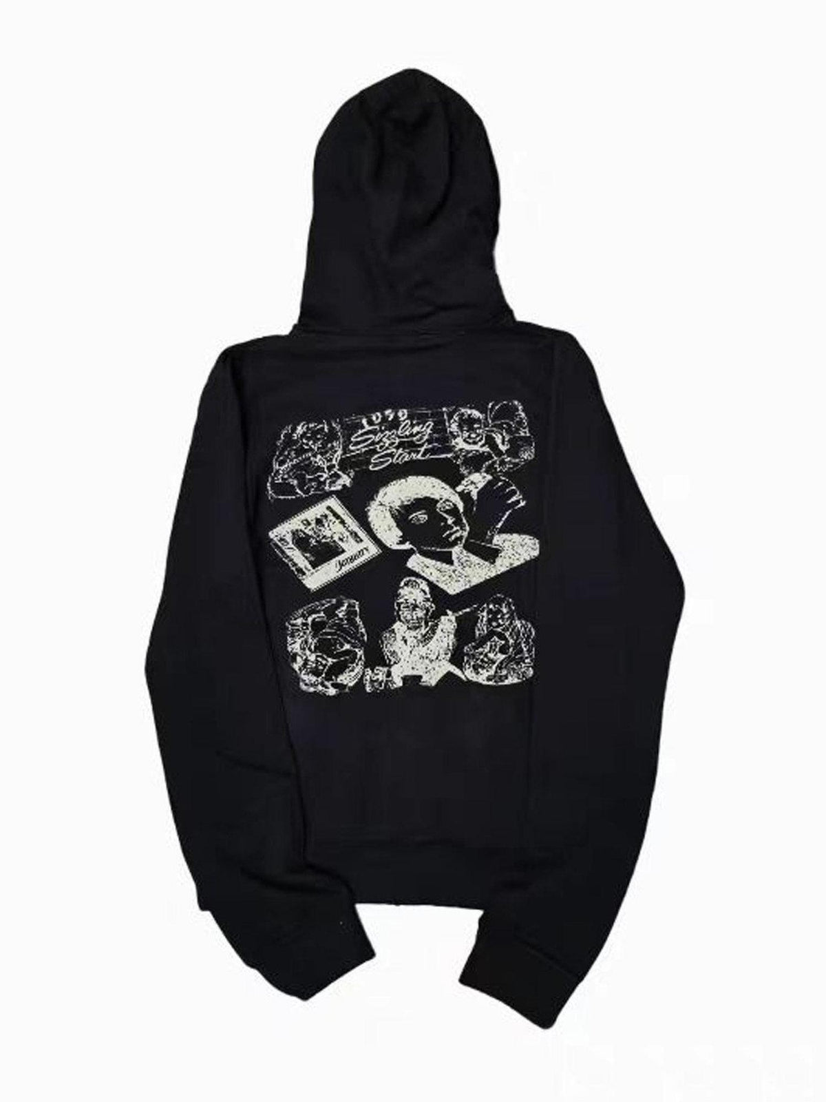 THE DAWN Skull Graphic Zip Women's Pullover Hoodies