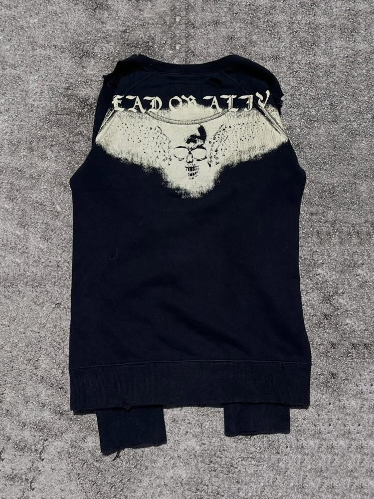 THE DAWN Skull Print Distressed Long Sleeve Women's Long Sleeve T-shirts