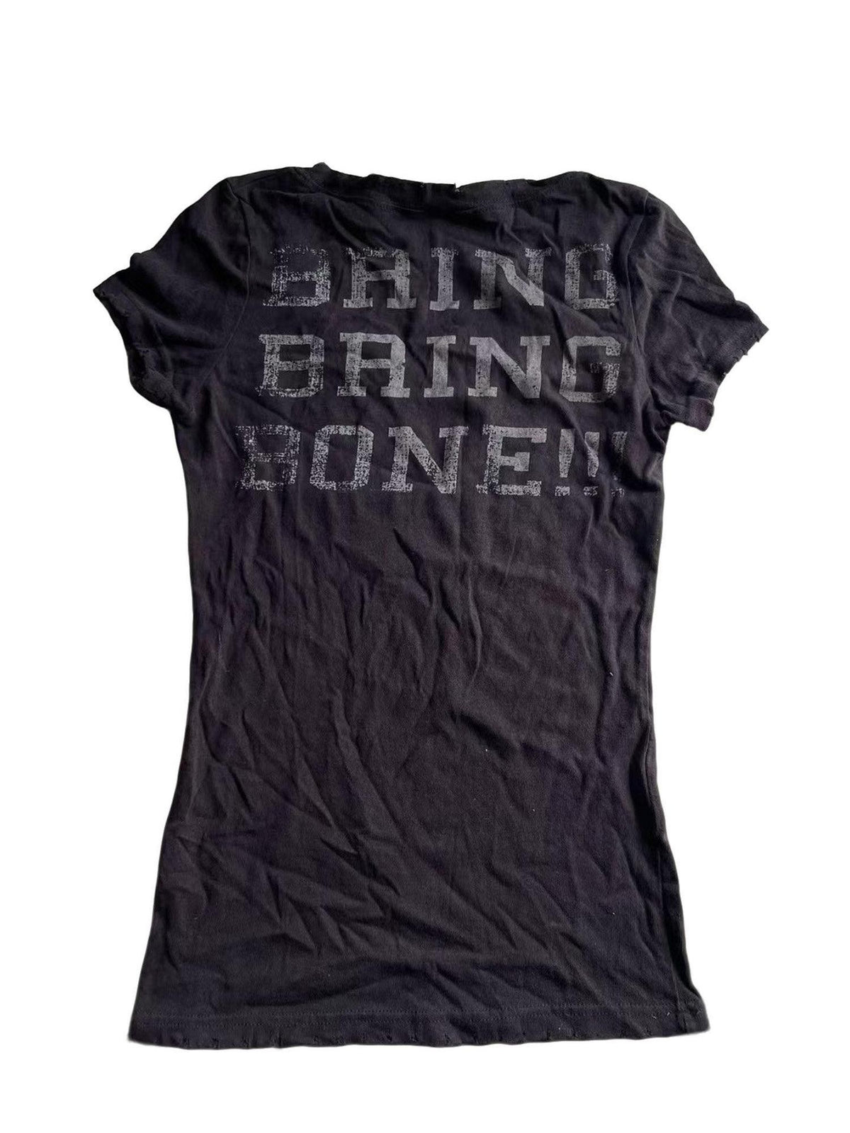THE DAWN Skull Print Rhinestone Punk Women's Short Sleeve T-shirts