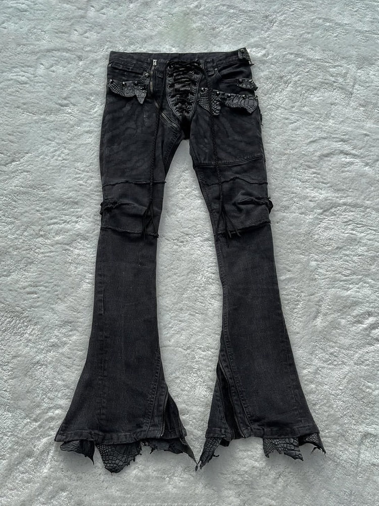 THE_DAWN_Snake_Print_Crocodile_Panel_High_Waist_Adjustable_Zip_Women's_Bootcut_Jeans_1078271679917_MISSTT